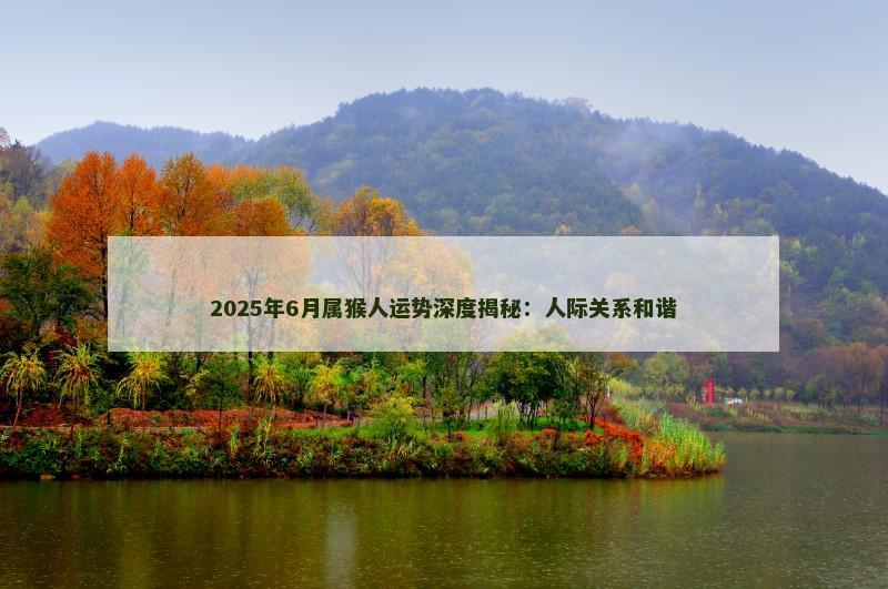 2025年6月属猴人运势深度揭秘：人际关系和谐