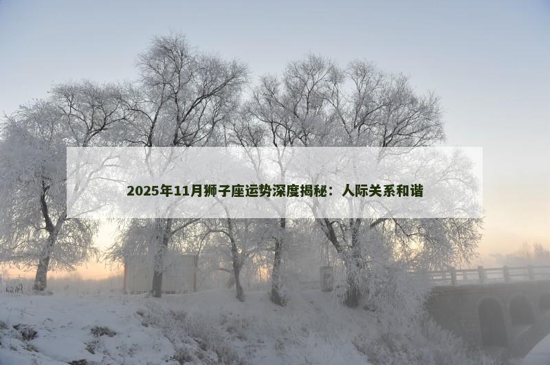 2025年11月狮子座运势深度揭秘：人际关系和谐