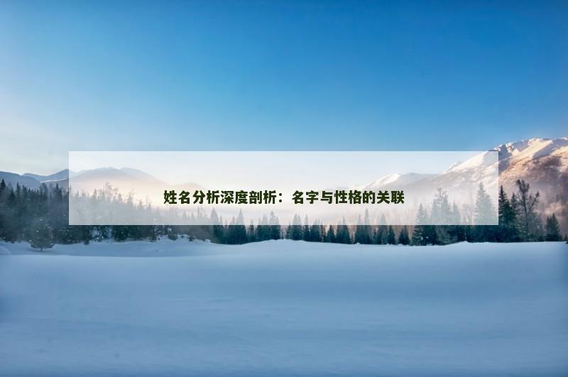 姓名分析深度剖析：名字与性格的关联