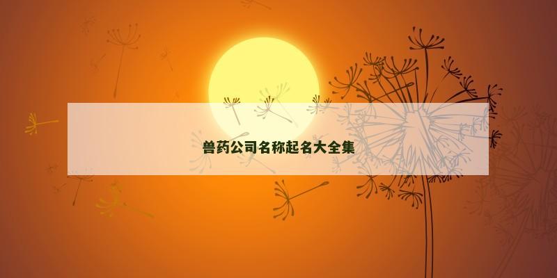 兽药公司名称起名大全集