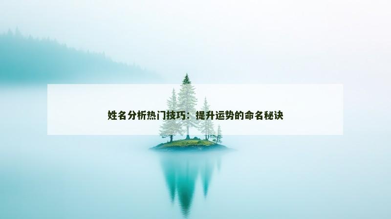 姓名分析热门技巧：提升运势的命名秘诀