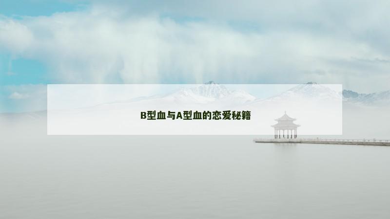 B型血与A型血的恋爱秘籍