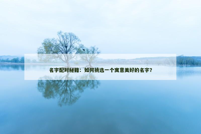 名字配对秘籍：如何挑选一个寓意美好的名字？
